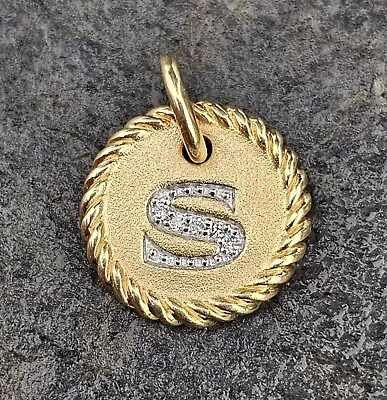 David Yurman Cable Collectibles S Charm Only Pendant Diamond Initial 18k Gold • $450