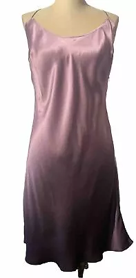 VICTORIA’S SECRET 100% Silk Chemise Ombré Purple Slip Dress Adjust Straps Large • $53.54