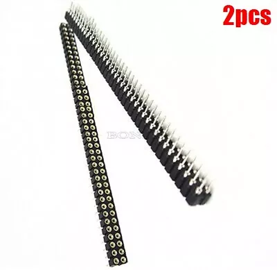 2Pcs Pin Header Round Female 2.54MM Double Row 40Pin Gold Plated Machined Ic Ue • $1.02