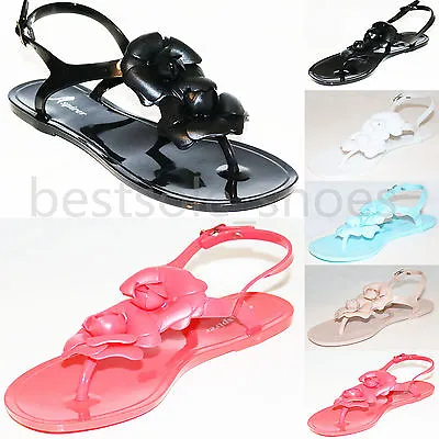 £5.99 • Buy Womens Ladies Floral Flat Sandals Summer Jelly Flip Flops Pumps Beach Shoes Size
