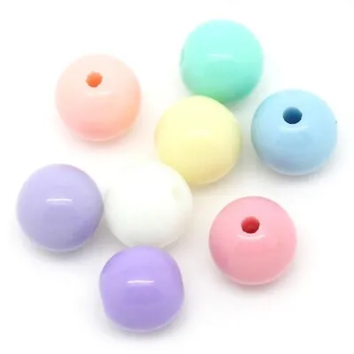 100 Pastel Acrylic Round Beads 6mm Hole 1.5mm Childrens Beads P01120 • £3.09