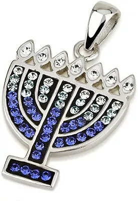 Menorah Pendant With Mix Blue Gemstone Sterling Silver 925 • $54.47