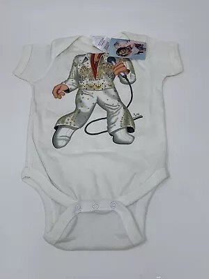 New Elvis Las Vegas Graphic Short Sleeve Bodysuit White 6M • $24.99