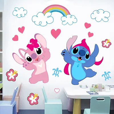 Rainbow STITCH Kids Boys Girls Nursery Wall Stickers Bedroom Decal Art Vinyl • £7.19