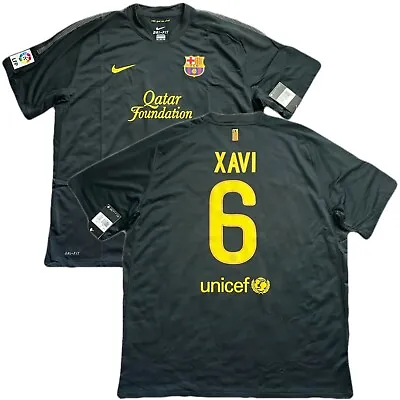 2011/12 Barcelona Away Jersey #6 Xavi Hernandez 2XL NIKE Soccer Black NEW • $160