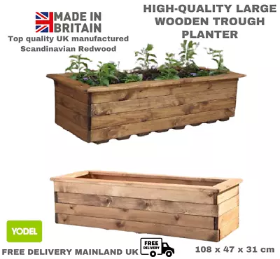 New Trough Planter Extra Large Quality Wooden Garden Veg 108 X 47 X 31 Cm • £63.99