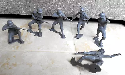 Vintage 1960's Louis Marx 6 Inch WWII German Soldiers Plastic Toy Figures X 6 • $29.95