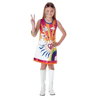 $17.95 • Buy 60's 70's Theme HIPPIE Costume Girls Flower Child Dress Child Large 12 14 Groovy
