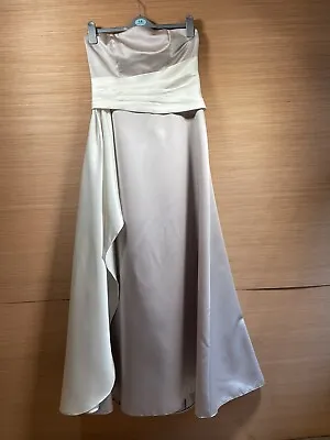 Beautiful Bridesmaid/Prom Dress Forever Yours Satin Ivory & Mink Strapless UK12 • £25