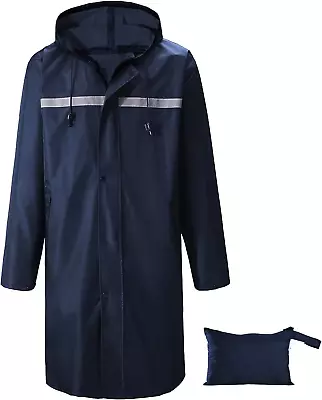 Mens Long Rain Jacket Hooded Rain Poncho Emergency Waterproof Poncho Lightweight • $26.23