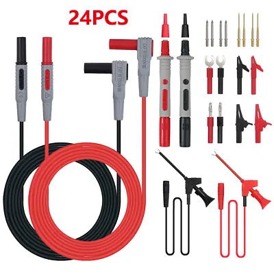 24x Multimeter Test Leads Kit Probe Banana Plug Alligator Clip For Fluke Meter • £17.02