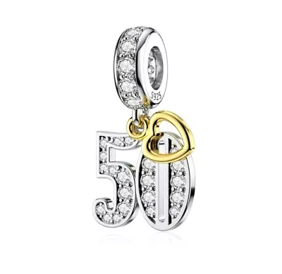 Silver 50th Birthday Charms For Pando Charm 50 Sterling Silver Jewellery • £12.40