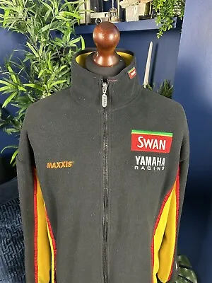 Maxxis Yamaha Swan Full Zip Fleece Motor Racing Jacket Yellow Black Mens Medium • £29.99