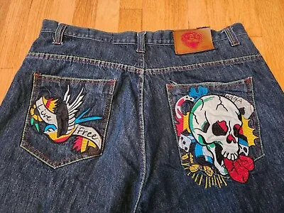 Ed Hardy Jeans Lot 2008 Mens Size 40x30 Y2K Big Skull Live Free Baggy Pants • $79.99
