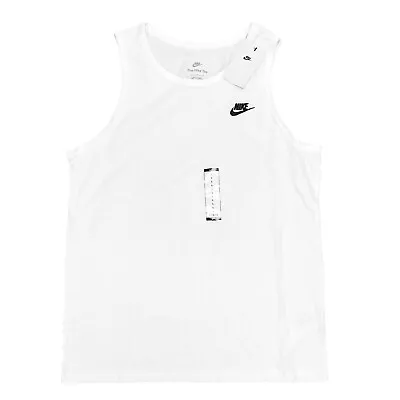 Nike Sportswear Club Men's Tank Top Shirt White/Black (Size Large) BQ1260-100 • $19.99