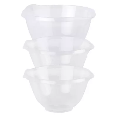 Plastic Mixing Bowl Set Of 3 With Small 2 & 4 Litre Deep Handle Spout Food Salad • £12.80