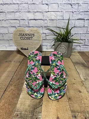 Vera Bradley Tropical Floral Flip Flop Sandal Flat Shoe Pink Size 7-8 • $19.99