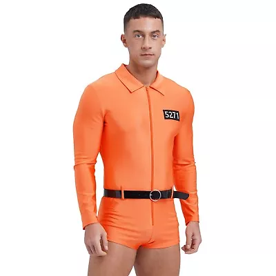 Mens Catsuits Boxer Shorts Bodysuits Costume Rompers Adult Jumpsuit Orange Sexy • $20.97