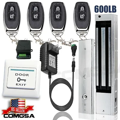 Door Access Control System Electric Magnetic Lock 600lb 4 Remote Controls USA • $147.99