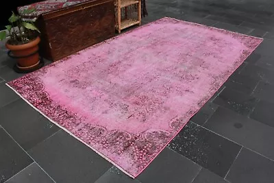 Pink Rug Handmade Rug Vintage Rug Natural Area Rug  5.1 X 8.8 Ft MBZ2497 • $138