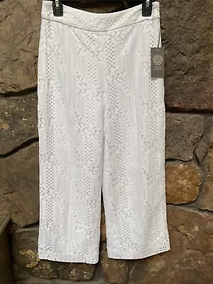 VINCE CAMUTO High Waist Gaucho Lace Pants Sz 0281012 White NWT$119 9129340E • $19.99