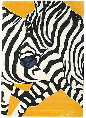Zebra Yellow Hand-Tufted 100% Wool Soft Area Rug Carpet • $296.96