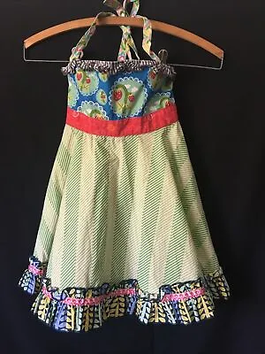 Matilda Jane Strawberry “Limeade Ellie Roundabout Dress  Halter Dress Girls 4 • $12