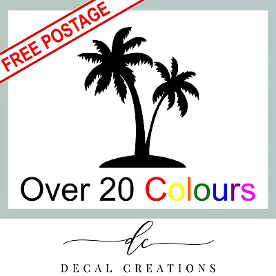 20 COLOURS..  Palm Tree Holiday Cute Car Window Caravan Boat Bike Vinyl Decal • $5.99