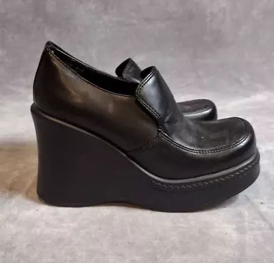 VTG Candies Chunky Wedge Platform Heel Black Preppy Y2K 90's Shoes 6.5 • $69.99