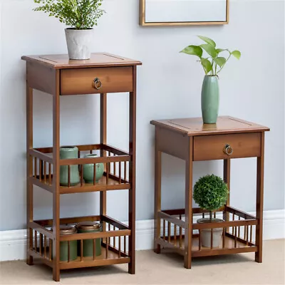 2/ 3 Tier Bedside Table Cabinet Drawer Unit Storage Stylish With Plants Shelves • $62.99