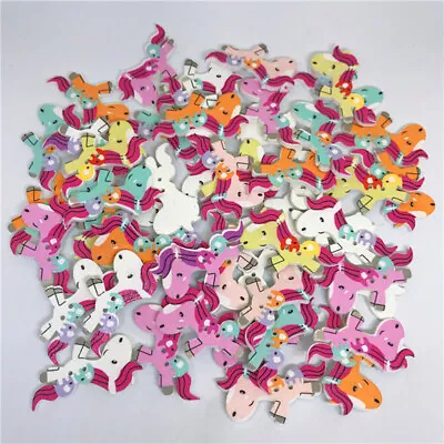 50 Pcs Novelty Buttons Wood Horse Buttons Diy Sewing Buttons Jeans Shirt Button • £7.78