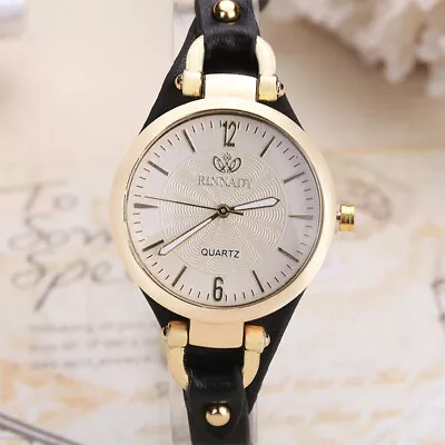 High Quality Round Dial Rivet Leather Strap Quartz Watches Casual Wristwatches • $3.79