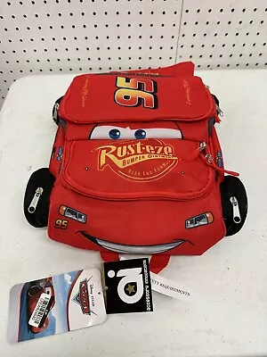 Disney Pixar Lightning McQueen Rust-eze Zipper Backpack Red Kids Race Car NWT • $29