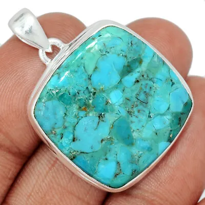 Composite Kingman Blue Mohave Turquoise 925 Silver Pendant Jewelry CP27639 • $20.99