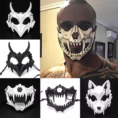 $5.86 • Buy Halloween Anime Dragon Skeleton Half Face Mask Cosplay Animal Skeleton Mask