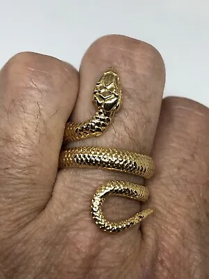 Vintage Snake Ring Golden Stainless Steel Mens Size 11 • $36