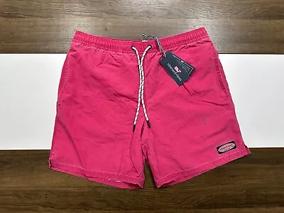 NEW Vineyard Vines Mens M 7  Chappy Red Nylon Swim Board Shorts Bathing Suit NWT • $24.64