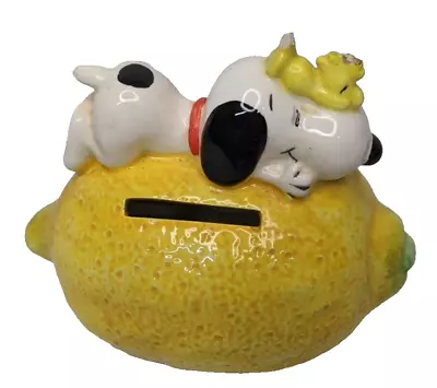 Vintage Peanuts Snoopy & Woodstock On Lemon Bank 1972 Made In Japan Ceramic • $29