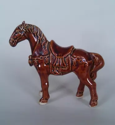 Vintage Tang Dynasty Style Treacle Glazed Horse 12 Cm H • £18