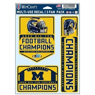 Wincraft University Of Michigan Football 2022 Big Ten Champions 3 Pack Fan Decal • $9.99