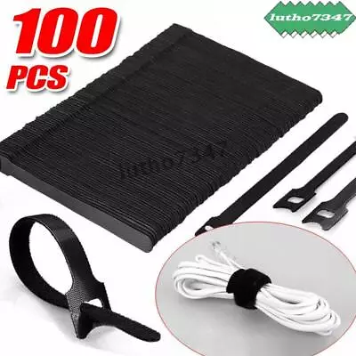 100-300pcs Reusable Cable Tie Nylon Hook Loop Strap Cord Ties PC TV Organiser • $13.96