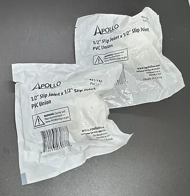 *Lot Of 2* Apollo 1/2  Slip Joint X 1/2  Slip Joint PVC Union 451-132 PVCU12 • $20