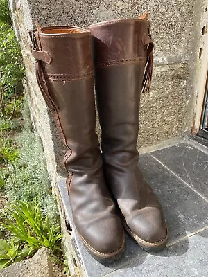 Spanish Brown Leather Riding Country Boots 8 42 Used Men Valverde  Zip • £45