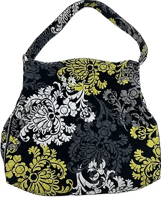 Vera Bradley Baroque Quilted Cotton Tote Bag Purse Black Gray Yellow • $9.99