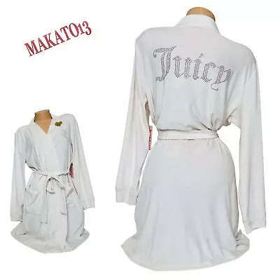 Juicy Couture Women’s SMALL / MEDIUM Velvet Bling Pink Stone Belted Robe Pockets • $34.95