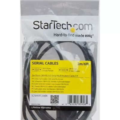 Serial Null Modem Cable 9 Pin DB9 RS232 F/F Plugs 2 Meter Black Shielded Cable • £4