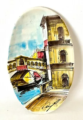 Venice Grand Canal Art Hand Painted Rolled Ceramic Wall Hangings Signed Italy • $19.20