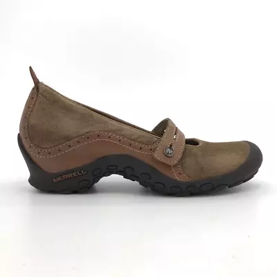 Merrell Womens Plaza Bandeau Mary Janes Shoes Brown Leather Button Ortholite 8 • $19.99