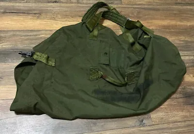 US Military Duffel Bag Vintage Green Cotton Canvas Large Backpack Stuff Sac • $24.99