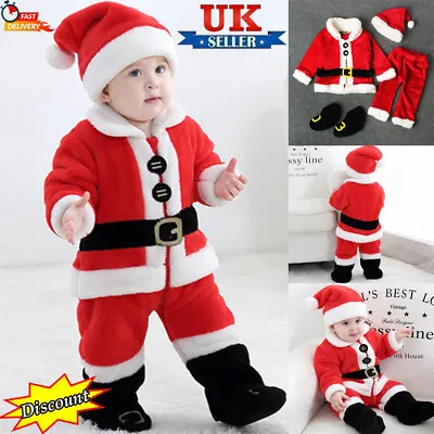 £3.74 • Buy UK Baby Boy Girls Santa Claus Outfit Newborn Christmas Fancy Fancy Dress&Hat Set